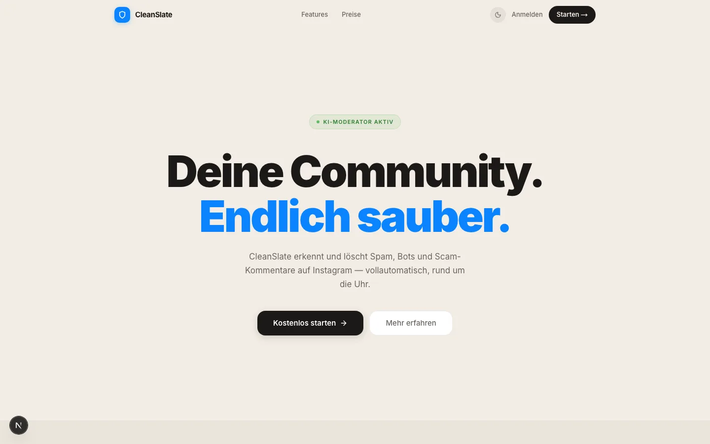 CleanSlate — Sortiert Kommentare vor